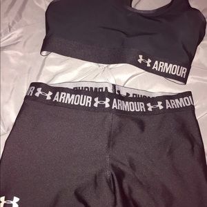 Black Under Armour bra & spandex shorts